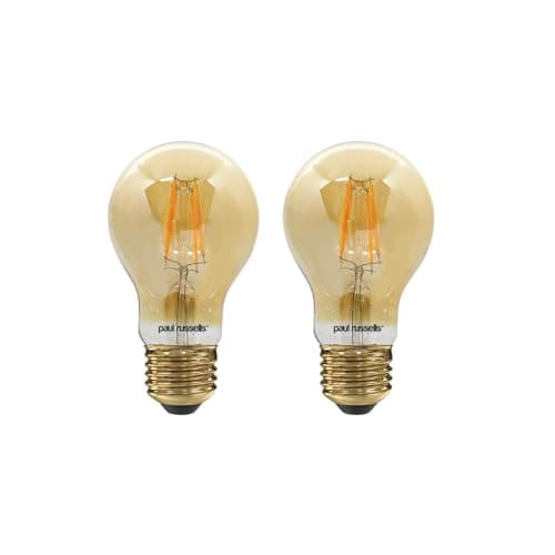 Image of paul russells E27 Edison Screw LED Filament – 4.5Watt 35W Equivalent 400LM Lumens 2200K ES Standard GLS A60 – Amber Bright Energy Saving Light Non-Dimmable – Extra Warm White Bulbs - 2 Pack