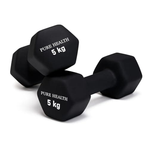 Image of Neoprene Dumbbell Hand Weights Pair Home Exercise for Women Men Arm Pilates Dumbbells in 1kg 1.5kg 2kg 3kg 4kg 5kg 8kg 10kg Set (Black (5KG, Pair))