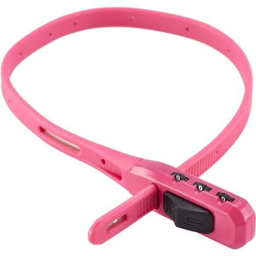 Image of Hiplok Z LOK Combo Bike Lock - Pink. 3 Digit Combination Bicycle Lock/Helmet Lock/Accessory Lock. Lightweight, Steel Core. 43cm x 1.5cm x 1cm