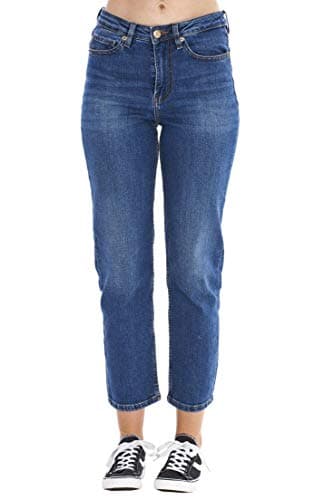 Image of ChicWhisper Ladies Ankle Grazer Mid Rise Straight Leg Jeans Blue