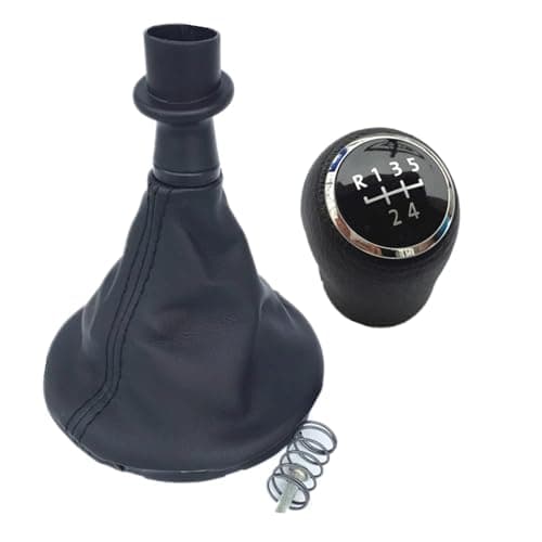 Image of Gear Lever Knob Gear Shift Knob Shifter Lever Stick Gaiter Boot Cover for Volkswagen for VW Transporter T5 .1 T6 Gp 2003-2019 Replacement(5 Speed Case Black)