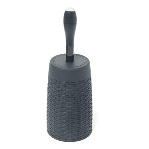 Image of Addis 517484 Faux Rattan Round Toilet Brush Set with Internal Detergent Injection System, Charcoal Grey