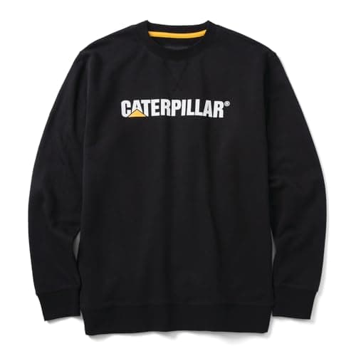 Image of CAT Caterpillar Midweight Crewneck Sweatshirt Black Large BlackLargeBlack Activewear Men's