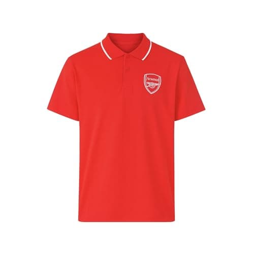 Image of Arsenal F.C. Tipped Polo Shirt - Official Arsenal Football Crest Adult Polo Top (UK, Alpha, XXL, Regular, Regular, Red)