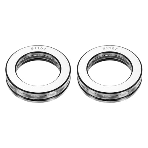 Image of sourcing map 2Pcs Thrust Ball Bearings, 35mm Bore 52mm OD 12mm Thick 51107 Single Row Roller, Chrome Steel Axial Ball Bearing, ABEC5