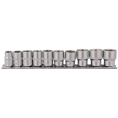 Image of Draper 16400 Square Drive Socket 10 Pieces Set on Metal Rail, 3/8" Length