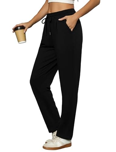 Image of Litherday Jogging Bottoms for Women Ladies Joggers Athletic Active Trousers Ladies Sweat Pants with Pocket Black M