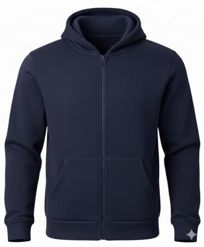 Image of ITRAT Kids Boys Girls Fleece Zip Up Hoodie with Two Pockets – Unisex Plain Hooded Sweatshirt Jacket for School, PE & Casual Wear, Warm Long Sleeve, Ages 5–14 (11 Years, 12 Years, Navy)