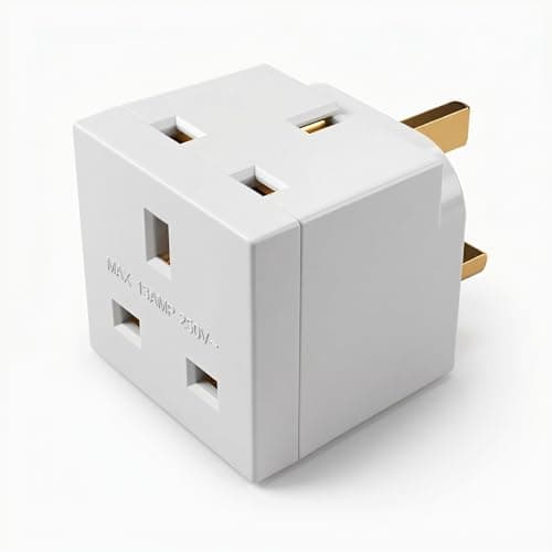 Image of Two-Way UK Adapter 13A Double Socket, 3-Pin Multi Plug Splitter Power Extension, Dual Outlets Power Extender Block, Designed for Home, Office, Suitable for Use with UK Standard Sockets, Safe & Durable