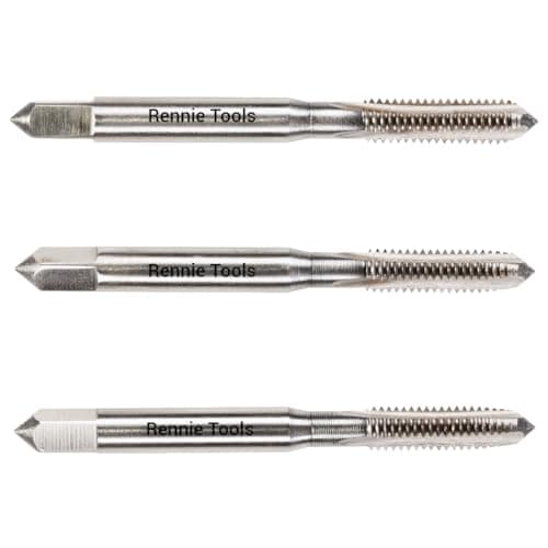 Image of 2BA Tap Set. 3 Piece HSS Hand Tap Set. Includes 3 Pieces - 1st, 2nd & 3rd Cut (Taper Tap, Middle Tap, Bottom Tap (Plug Tap)) High Speed Steel for Threading Holes.