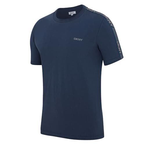 Image of DKNY Penguins Men's T-Shirt | Designer Loungewear Short Sleeve 100% Cotton Top with Branded Side Stripe and Rounded Neck | Available in Black, White or Navy