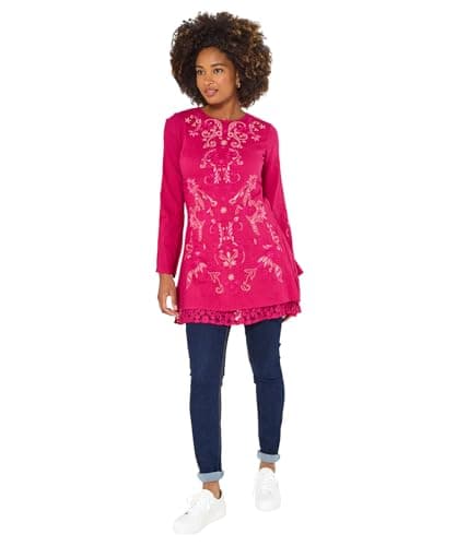 Image of Joe Browns Women's Pink Embroidered Tunic Dress Shirt, 12