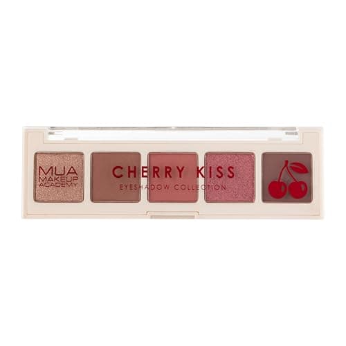 Image of MUA Makeup Academy 5-Shade Eyeshadow Palette, Cherry Kiss, Highly Pigmented Matte & Shimmer Blend, Vegan and Cruelty Free