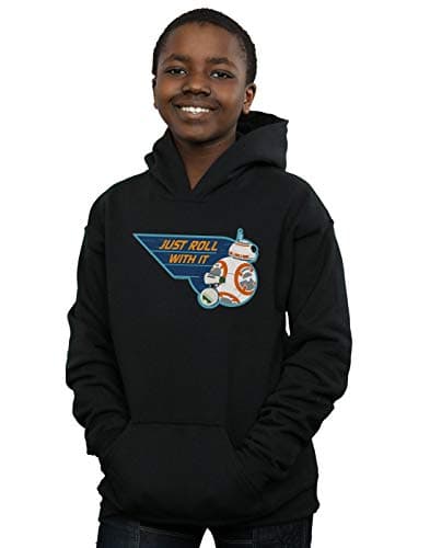 Image of Absolute Cult Star Wars The Rise Of Skywalker D-O & BB-8 Just Roll With It Boys Hoodie Black 7-8 Years