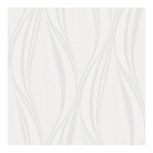 Image of Boutique Tango Embossed Geometric White/Silver Wallpaper