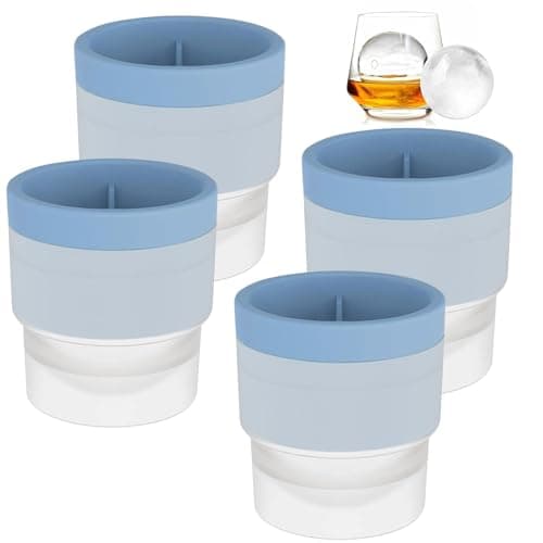 Image of 4 Pack Ice Cube Ball Moulds Ice Balls Maker, 6CM Reusable Large Sphere Shaped Ice Cube Moulds for Making Big Ice Ball, Easy to Fill and Release (Blue)