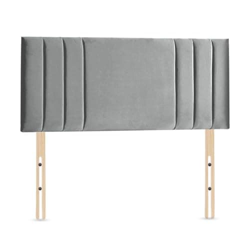 Image of Elixir Furniture RIO 3 Divan Bed Headboard – 3ft Single | 20-Inch Tall Upholstered Headboard | Plush Velvet in Silver | Elegant Padded Design (Silver, 3ft Single Height-20inch)