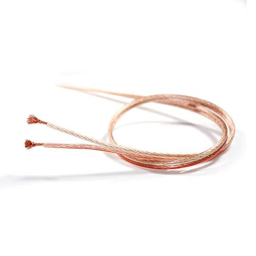 Image of Skytronic Transparent Speaker Cable Kit, 10m, OFC Oxygen-Free Copper, Flexible PVC Sheath with Polarity Indicators for Hi-Fi or Home Cinema Systems