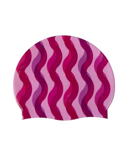 Image of Arena HD Unisex Elastic Silicone Swim Cap for Adults, Training Water Sports Fitness Swimming Gear, Chlorine Protection Pool Hat for Frequent Use, Ripple Print, One Size