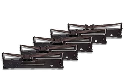 Image of vhbw 5X Ribbon Cartridge Replacement for Epson C13S015307 for Dot Matrix, Receipt Printer - Black Ink Ribbon