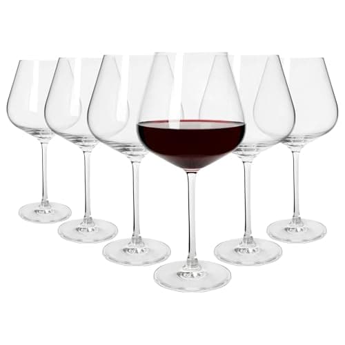 Image of Argon Tableware Knightsbridge Crystal Red Wine Glasses 650ml - Pack of 6, Lead-Free Crystal Wine Glass Set, Large Tulip Bowl, Durable Pulled Stem, Gift Boxed Glassware for Home & Bar