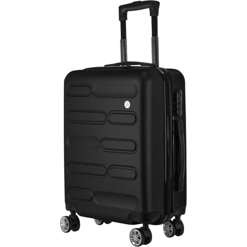Image of SA Products Cabin Suitcase | 34L Carry On Suitcase, Cabin Bag 55x40x20 with Combination Lock | Hard Shell Suitcase with 4 Wheels Cabin Luggage, Cabin Bags 55 x 40 x 20 Approved (Black)