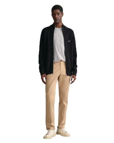 Image of GANT Men's Slim Twill Chinos Classic Trousers, Dark Khaki, 32 W/32 L