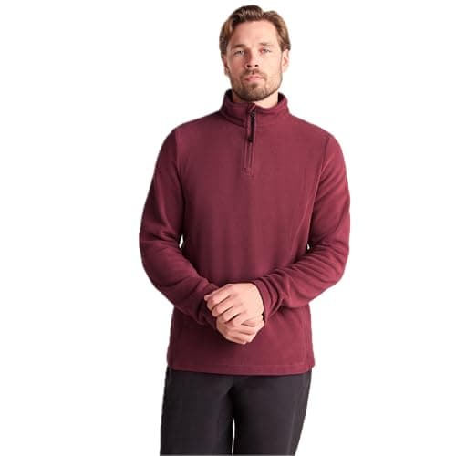 Image of TOG24 Revive Mens Fleece Jumper. Fleece Jumper Made From 100% Recycled Polyester With Zip Neck. Mens Fleece Lightweight & Warm, Anti-Pill Fabric Garnet Red