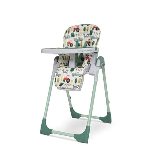 Image of Cosatto Noodle 0+ Highchair | from Birth Reclining Cradle – Height Adjustable Feeding Seat | Compact Fold – Easy Clean Washable Pads & Two?Part Tray (Old Macdonald)