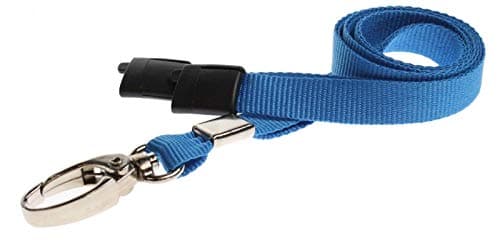 Image of Blue Lanyard for Neck to be use with ID Card Holders from PCL Media Ltd ID Badge Holders and ID Plastic Pockets Neck Strap Lanyard Comes with Metal Lobster Clip and Safety Breakaway