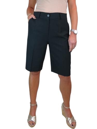 Image of icecoolfashion Ladies Smart Knee Length Bermuda Shorts - Women's Tailored Summer Shorts Black 8-22 (8)