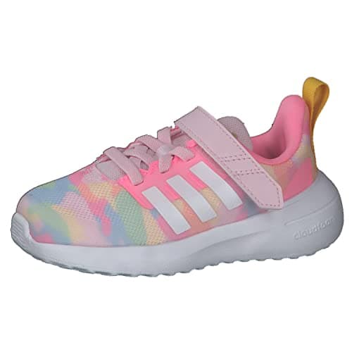 Image of adidas Unisex Baby Fortarun 2.0 Cloudfoam Sport Running Elastic Lace Top Strap Shoes, clear pink/Cloud white/bold gold, 5.5 UK Child