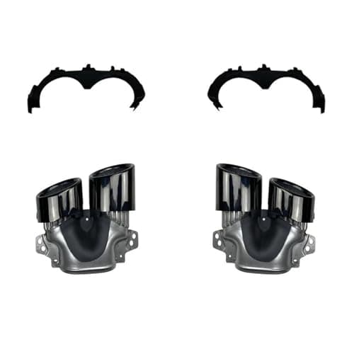 Image of For Mercedes For Benz GLA H247 GLA200 220 250 GLA35 GLA45 AMG Refitting 2020+ Rear Bumper Turbo Muffler Exhaust Tips Pipe Exits(GLA35 black)