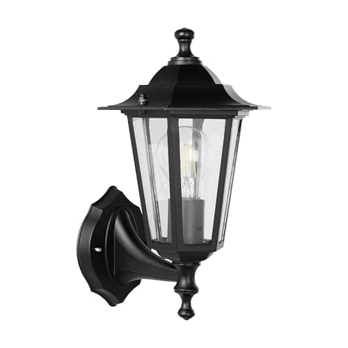 Image of Eglo Laterna 4 Outdoor Wall Light, Black Cast Aluminium and Glass External Porch Lamp, Outside Lantern with E27 Socket, IP44