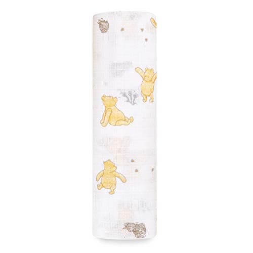 Image of aden + anais essentials Swaddle Blanket | 100% Muslin Blanket for Girls & Boys | Baby Receiving Swaddles | Ideal Newborn & Toddler Gift | Swaddling Wrap | 112x112cm | print: winnie + friends
