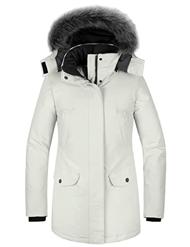 Image of Wantdo Women's Warm Seasonal Outdoor Windproof Cotton Padded Long Thicken Puffer Jacket Parka Off-White M
