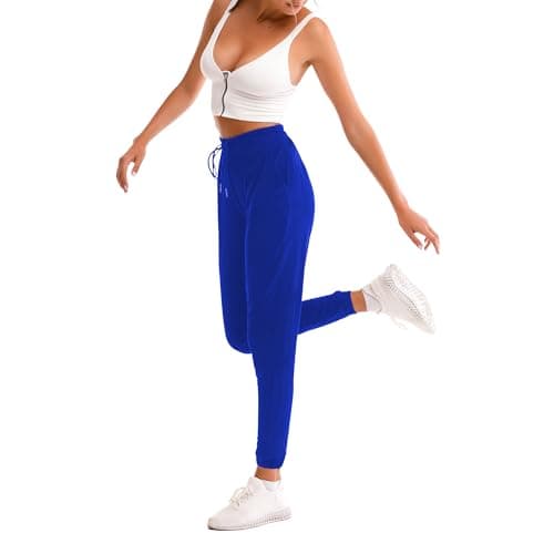 Image of Stanpetix Joggers for Women - Womens Sweatpants with Pockets Sport Pants Black Trousers for Women UK（RoyalBlue with White Strip,S