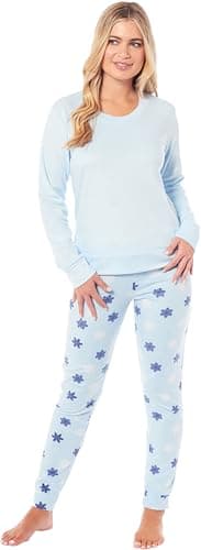 Image of KATE MORGAN Womens Pyjamas Warm Fleece Pyjamas for Women Sets Pjs S-XL | Soft Twosie Pyjama Set for Ladies Gifts for Her BLUE FLAKE S