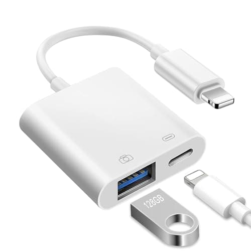Image of [Apple MFi Certified] iPhone to USB OTG Adapter, Lightning to USB Camera Adapter with Charging Port, OTG Converter Supports Flash Drive, Card Reader, Mouse, Keyboard, MIDI, Game Controller