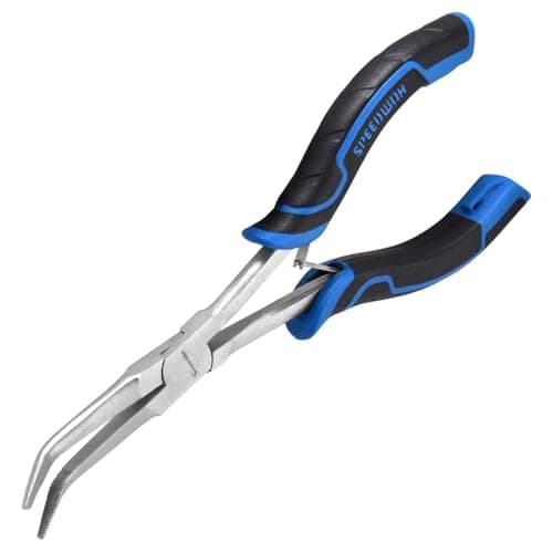 Image of SPEEDWOX Long Reach Bent Needle Nose Pliers with Serrated Jaw Angled Needle Nose Pliers for Jewelry Making Fish Bone Pliers Tweezers Bent Chain Nose Pliers for Wire Bending and Small Object Gripping