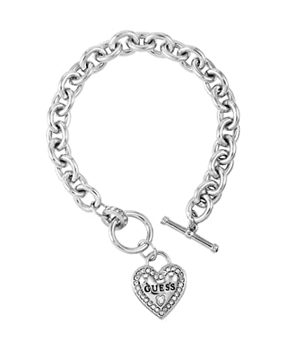 Image of GUESS Logo Lock Toggle Close Charm Bracelet, One Size, Non-Precious Metal, no gemstone