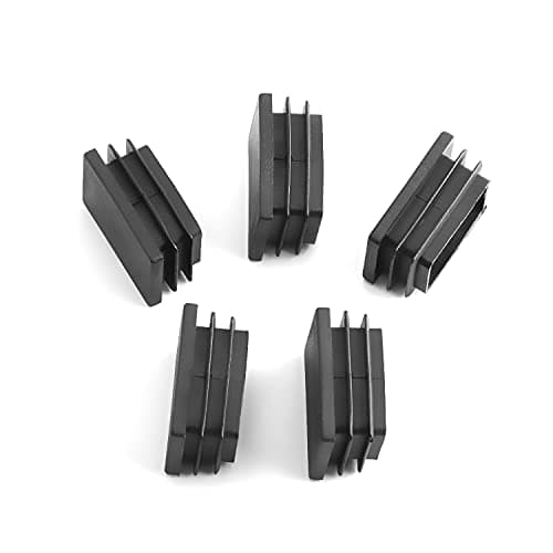 Image of MroMax 38mm x 25mm Rectangle PP Tubing End Cap Steel Furniture Pipe Tube Cover Insert Black 20 Pcs