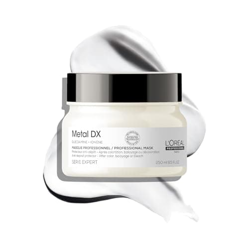 Image of L'Oréal Professionnel Hair Mask for All Hair Types, Anti-Hair Breakage, Moisture, Smoothness & Shine, Powerful Hair, Fresh Fragrance, with Glicoamine, Series Expert, Metal DX Mask, 250 ml