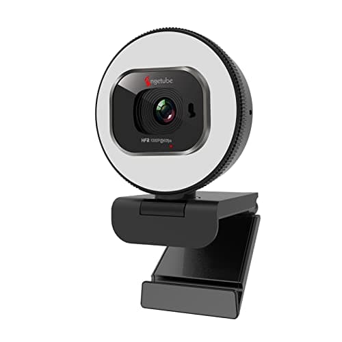 Image of Angetube Webcam 1080P 60FPS with Ring Light, HD USB Streaming Web camera with Privacy Cover Autofocus Built-in Microphone for Computer PC Laptop Mac
