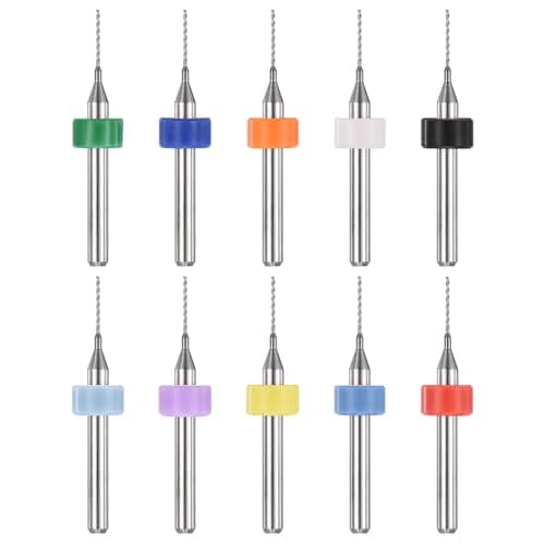 Image of PATIKIL 10 Pack 0.6mm Micro Drill Bits 1/8" Shank Carbide Tungsten Steel 135° Mini Small Bits Print Circuit Board Drilling Tool for CNC Engraving Precision Machinery