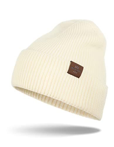 Image of Wmcaps Knit Beanie for Men, Stretchy Soft Warm Daily Cuffed Winter Hats, Unisex Comfortable Wooly Beanie Gifts for Men/Him/Dad (Beige)