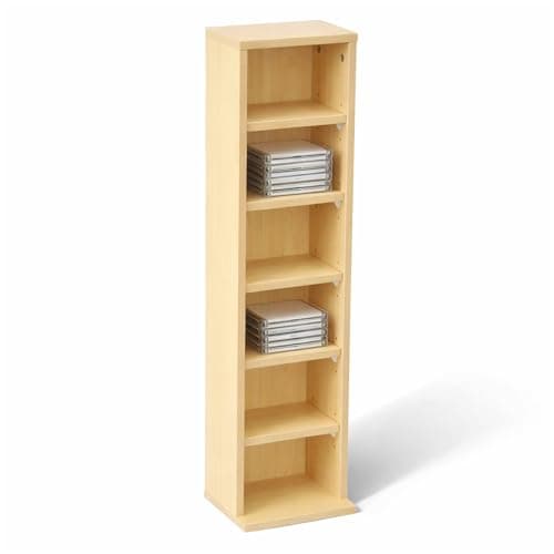 Image of Oypla 6 Tier Beech Wooden CD DVD Game Book Shelf Storage Tower Rack - Fits 102 CDs