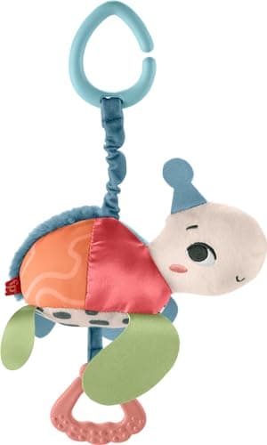 Image of Fisher-Price Baby Stroller Toy Planet Friends Sea Me Bounce Turtle with Teether, Bouncing Motion & Sounds for Newborns, Made of 80% Recycled Plastic and FSC Certified Packaging, HKD62