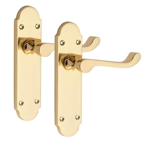 Image of Golden Grace 1 Pair Victorian Scroll Epsom Design Door Handle Polished Brass Finish 168 x 40mm