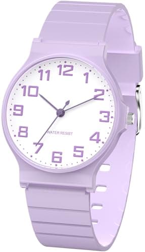 Image of SOCICO Kids Analog Watch Boys Girls Watch, 30M Waterproof Sports Watches for Teen for Ages 8-16, Easy to Read Children's Watch Kids Great Birthday Gifts Christmas Day (Purple - White Dial)